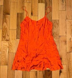 Vintage Victoria's Secret 100% Silk Orange Slip Dress Chemise Size L